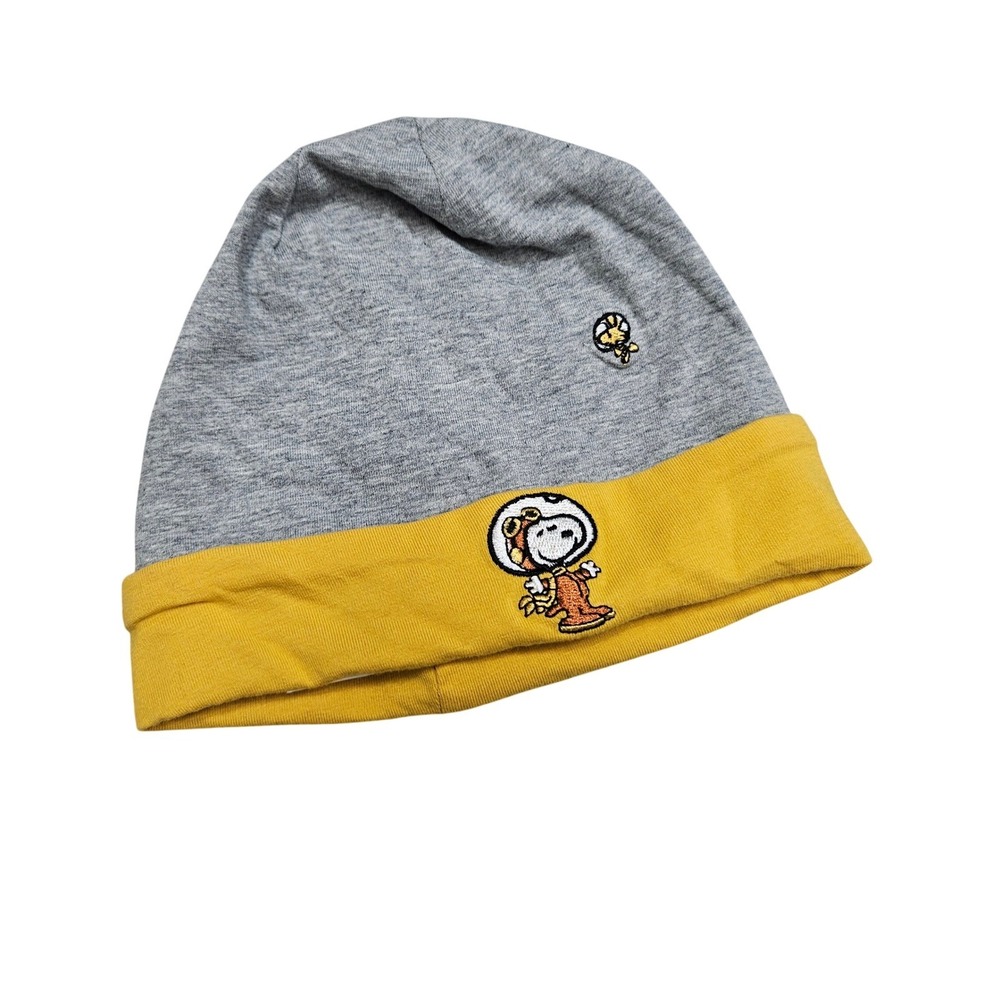 Reserved Peanuts Snoopy Baby Hat Beanie‎ Cap 6-12 Months Gray Yellow